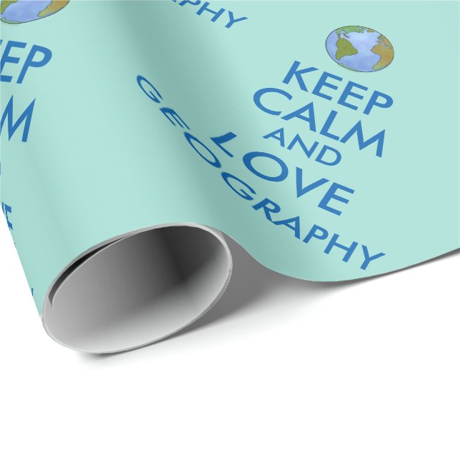 Keep Calm and Love Geography Customisable Wrapping Paper (Roll Corner)