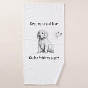 Keep calm and love Golden Retriever puppy Bath Towel Set