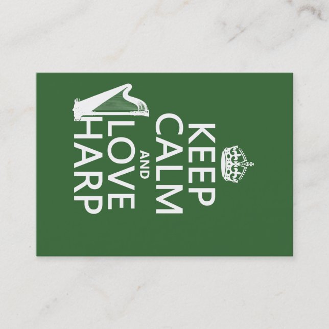 Keep Calm and Love Harp (any background colour) Business Card (Front)