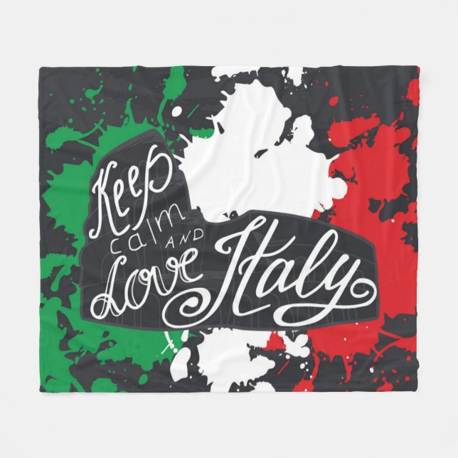 Keep Calm and Love Italy Fleece Blanket (Front (Horizontal))
