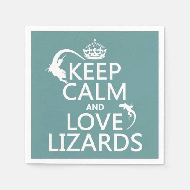 Keep Calm and Love Lizards - all colours Napkin (Front)