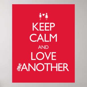 Keep Calm and Love One Another Heart Couple Poster