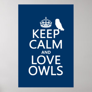 Keep Calm and Love Owls (any colour) Poster