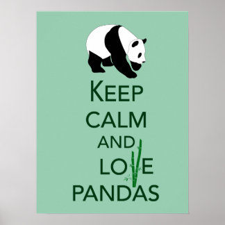 Keep Calm and Love Pandas Fine Art Print in Green