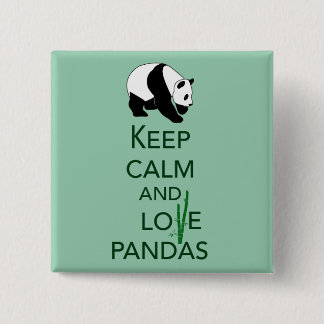 Keep Calm and Love Pandas Gift Art Print 15 Cm Square Badge