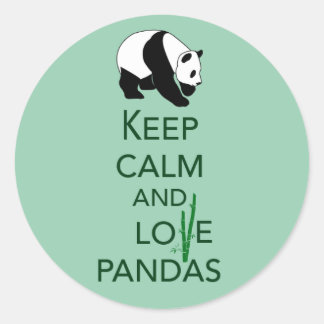 Keep Calm and Love Pandas Gift Art Print Classic Round Sticker