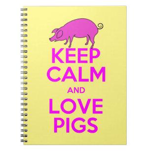 Keep Calm and Love Pink Pigs Spiral Notebook