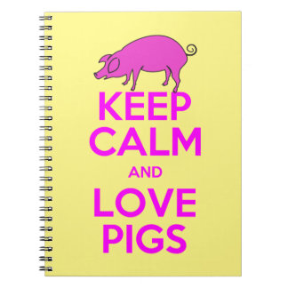 Keep Calm and Love Pink Pigs Spiral Notebook