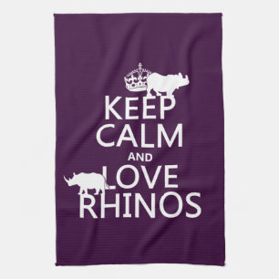 Keep Calm and Love Rhinos (any background colour) Tea Towel