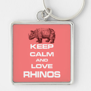 Keep Calm and Love Rhinos Rhinoceros Cool Design Key Ring