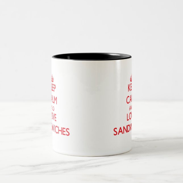 Keep calm and love Sandwiches Two-Tone Coffee Mug (Center)