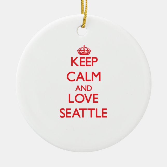 Keep Calm and Love Seattle Ceramic Tree Decoration (Front)