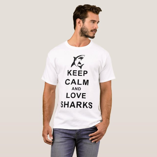 Keep Calm and Love Sharks Soft Tri Blend Racerback T-Shirt (Front Full)