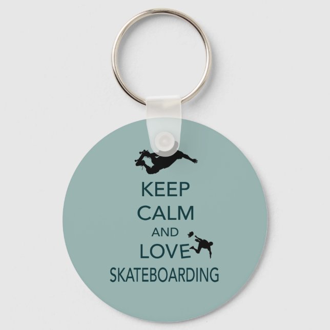 Keep Calm and Love Skateboarding unique print Key Ring (Front)