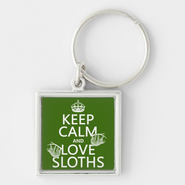 Keep Calm and Love Sloths (any background colour) Key Ring (Front)