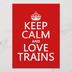 Keep Calm and Love Trains (customisable colours) Invitation