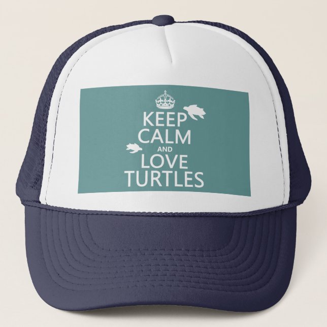 Keep Calm and Love Turtles Trucker Hat (Front)