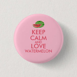 Keep Calm and Love Watermelon Customisable Gift 3 Cm Round Badge