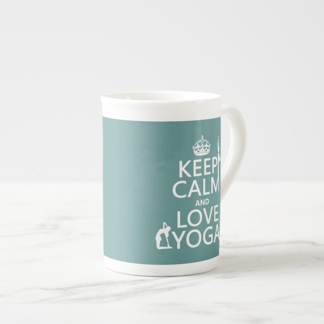 Keep Calm and Love Yoga (customisable colours) Bone China Mug (Front Right)