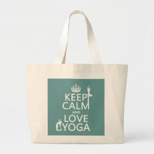 Keep Calm and Love Yoga (customisable colours) Large Tote Bag