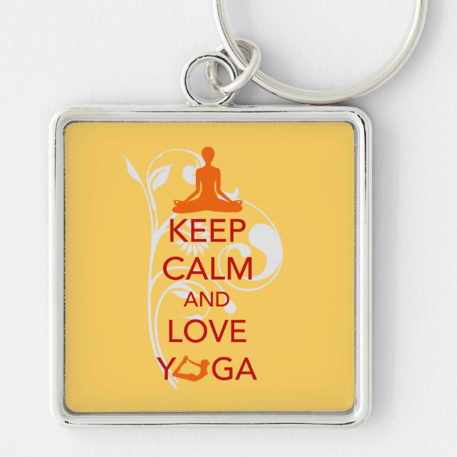 Keep Calm and Love Yoga - unique fun design Key Ring (Front)