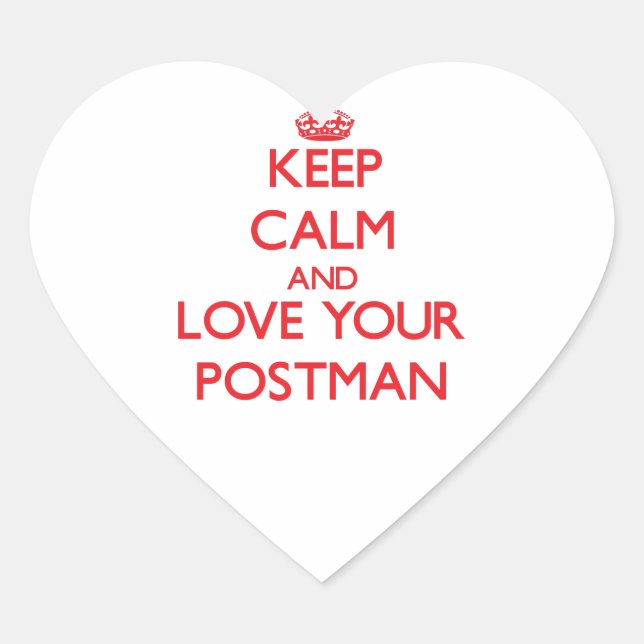 Keep Calm and Love your Postman Heart Sticker (Front)