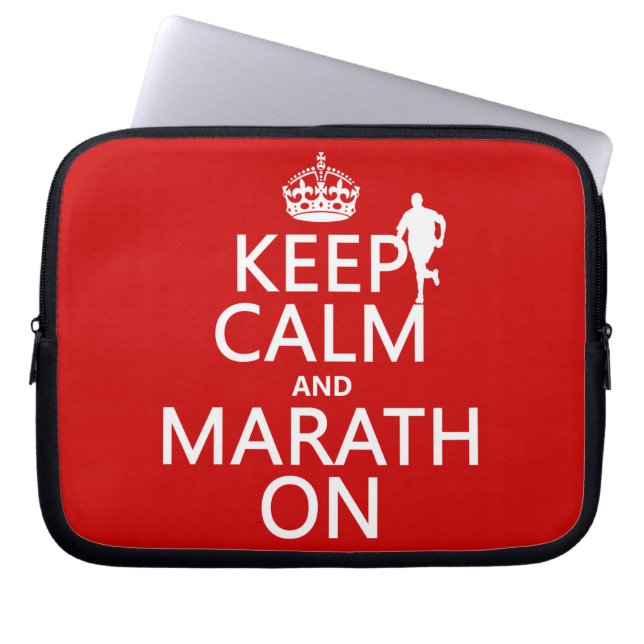 Keep Calm and Marath On Laptop Sleeve (Front)