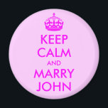 Keep Calm and Marry John Magnet<br><div class="desc">A wedding parody of the British WII war poster "Keep Calm and Carry On".</div>