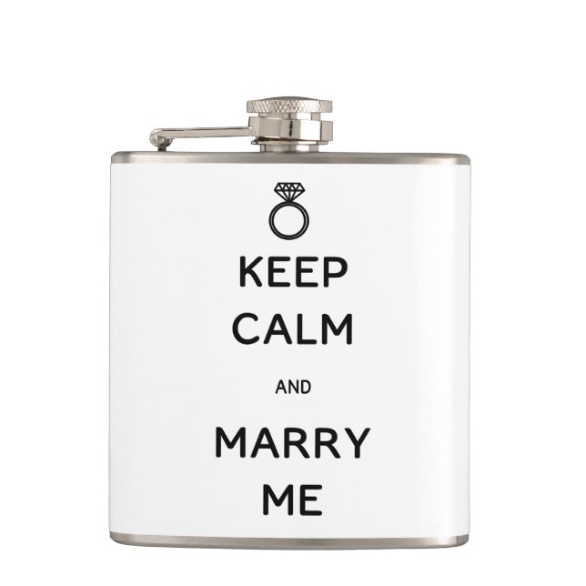 Keep Calm and Marry Me Hip Flask (Front)