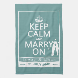 Keep Calm and Marry On Gay Wedding Tea Towel