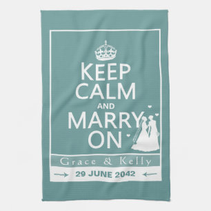 Keep Calm and Marry On Lesbian Wedding Tea Towel