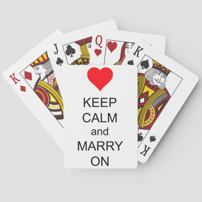 Keep Calm and Marry On Red Heart Playing Cards (Back)