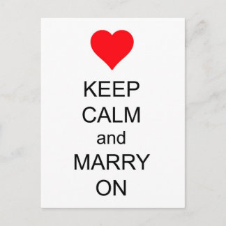 Keep Calm and Marry On Red Heart Postcard