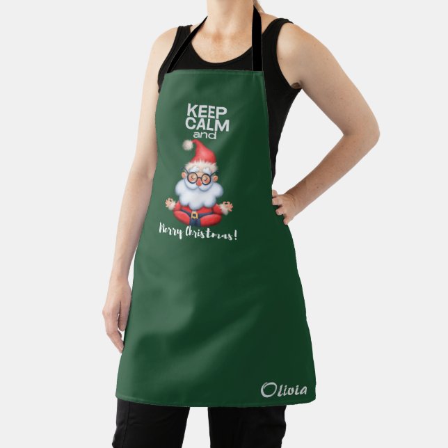 Keep Calm and Merry Christmas Personalised Name Apron (Insitu)