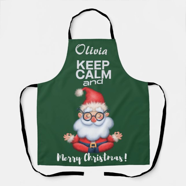 Keep Calm and Merry Christmas Personalised Name Apron (Front)