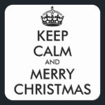KEEP CALM AND MERRY CHRISTMAS - personalised text Square Sticker<br><div class="desc">KEEP CALM AND MERRY CHRISTMAS - personalised text</div>