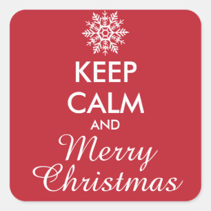 KEEP CALM AND MERRY CHRISTMAS - personalised text Square Sticker