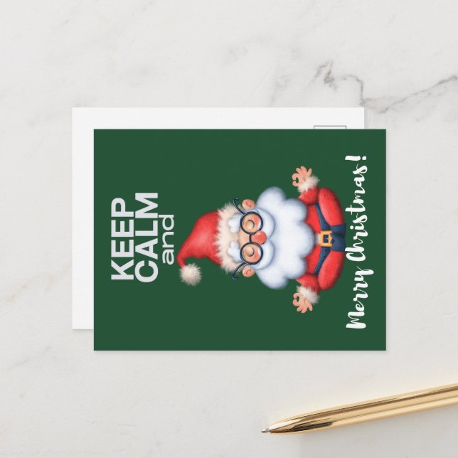 Keep Calm and Merry Christmas Postcard (Front/Back In Situ)