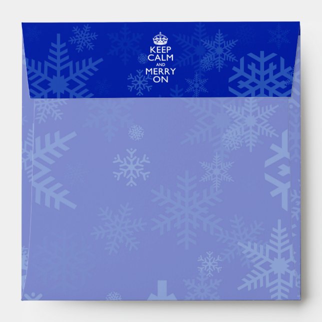Keep Calm And Merry On Blue Decor Envelope (Back (Top Flap))