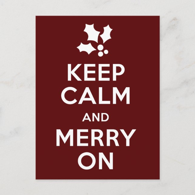 Keep Calm and Merry On Holiday Postcard (Front)
