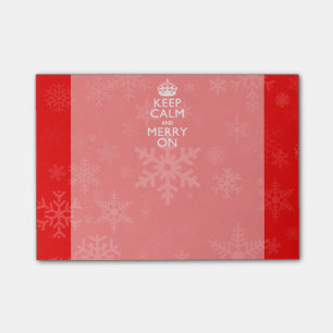 Keep Calm And Merry On Vibrant Red Snowflakes Post-it Notes