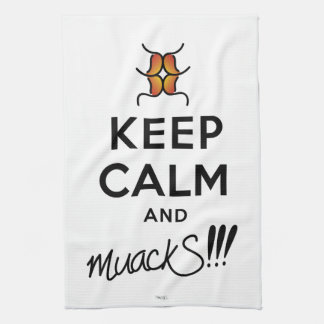 Keep Calm and muackS!!!-Black Text Tea Towel