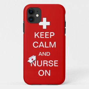 Keep Calm and Nurse On /White Cross and Nurse Cap iPhone 11 Case