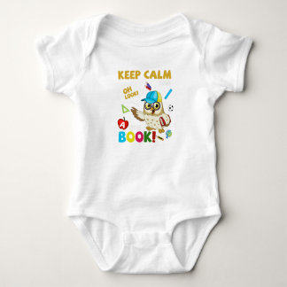 Keep Calm And Oh Look! A New Book! Cute Owl Back T Baby Bodysuit