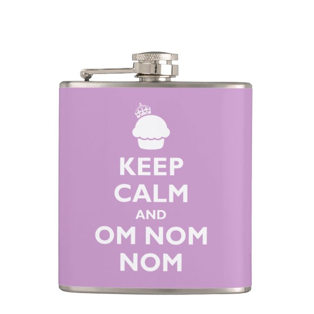 Keep Calm and Om Nom Nom Hip Flask (Front)