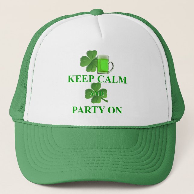 keep calm and party on trucker hat (Front)