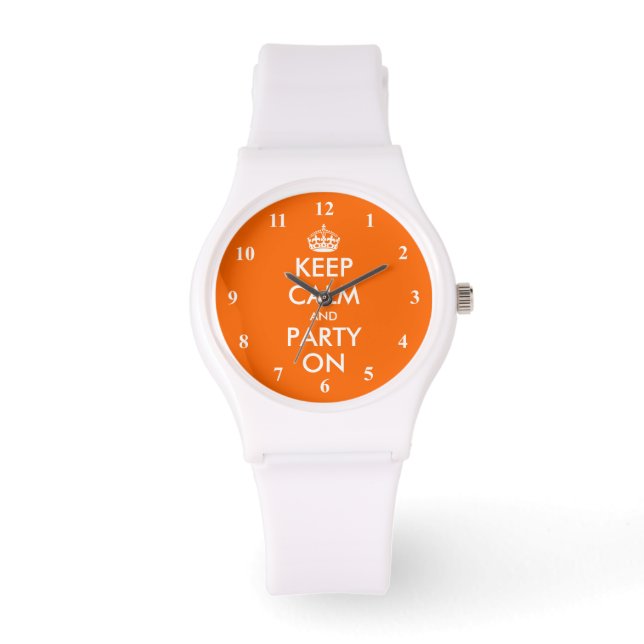 Keep Calm and party on wrist watch (Front)