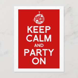 Keep Calm and party postcard