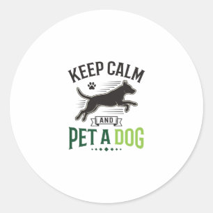 Keep Calm and Pet a Dog Vintage Engraving Design_1 Classic Round Sticker