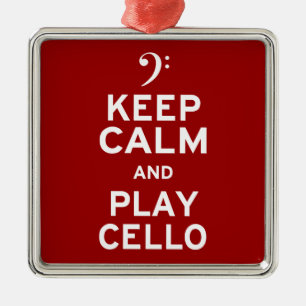 Keep Calm and Play Cello Metal Tree Decoration